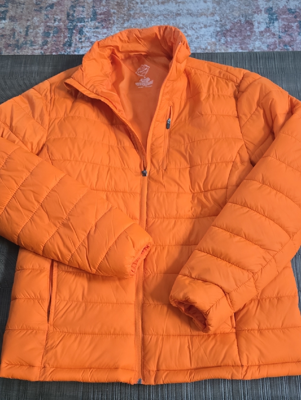 Bright Orange Quilted Puffer Jacket
